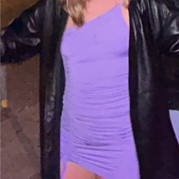 Lavender Ruched Mini Dress - Picture 3 of 3